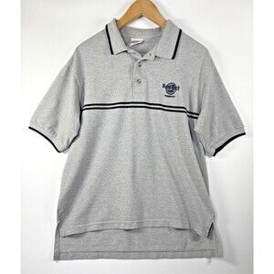 Hard Rock Cafe Memphis Polo Shirt Mens Medium‎ Embroidered Striped Made in USA